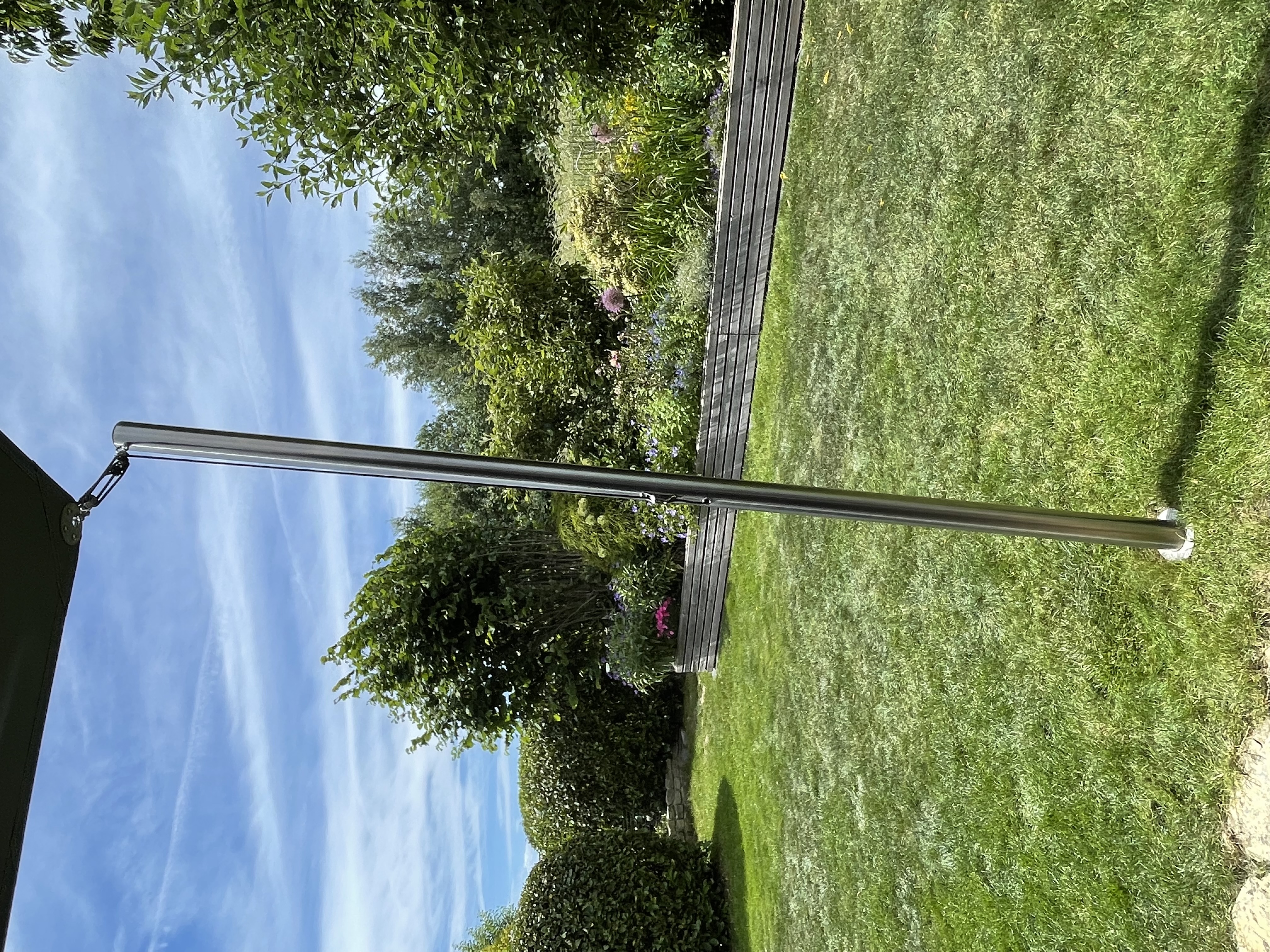 Pfosten Edelstahl ø 70 mm mit Augbolzen & Flaschenzug