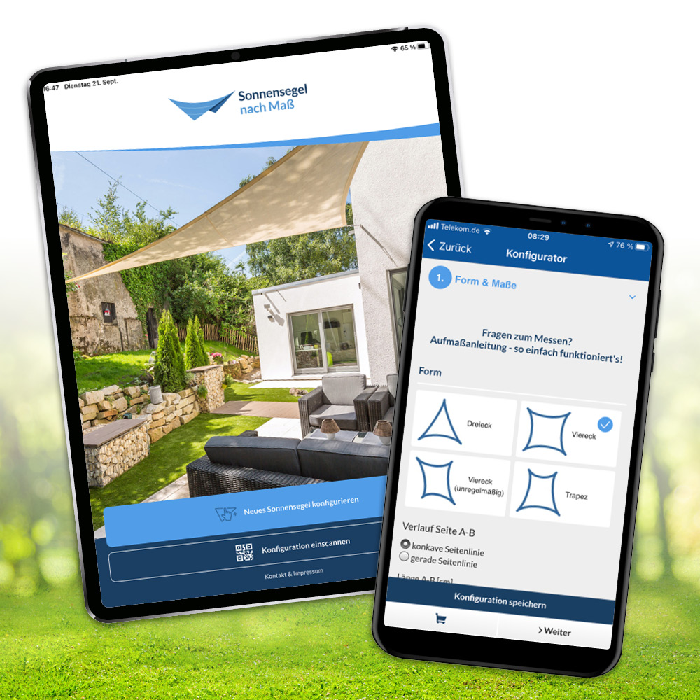 Sonnensegel für Jedermann mit der AR APP