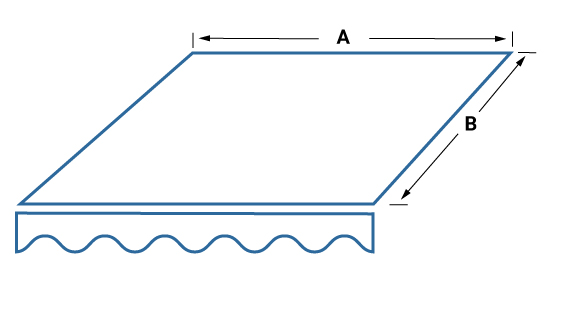 Markisentuch aus spinndüsengefärbten Acryl aus der Dickson Kollektion, aus 120 cm Bahnen vernäht, seitlich gesäumt, oben mit angenähten Magnetkrallenkeder unten mit 3 cm Hohlsaum und beigelegter Kederstange 6 mm oder 4,5mm, auf bewährte Art genäht